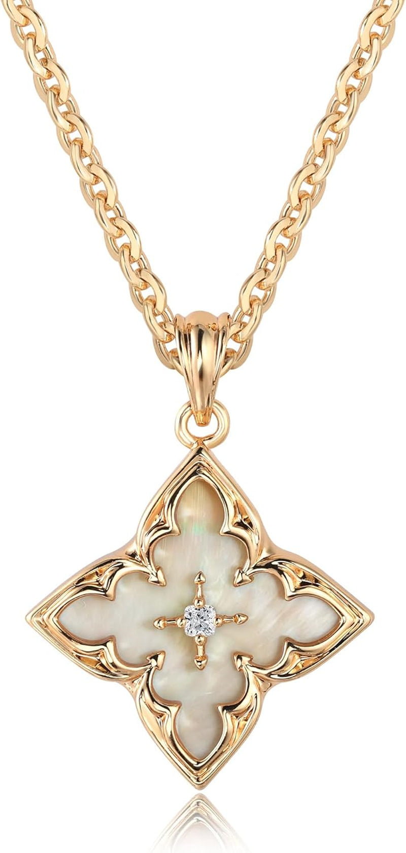 Gold Clover Necklace for Women Dainty 14K Gold Plated CZ Pendant Necklace Adjustable Chain Choker Charm Colorful Clover Pendant Lucky Necklaces for Women Jewelry