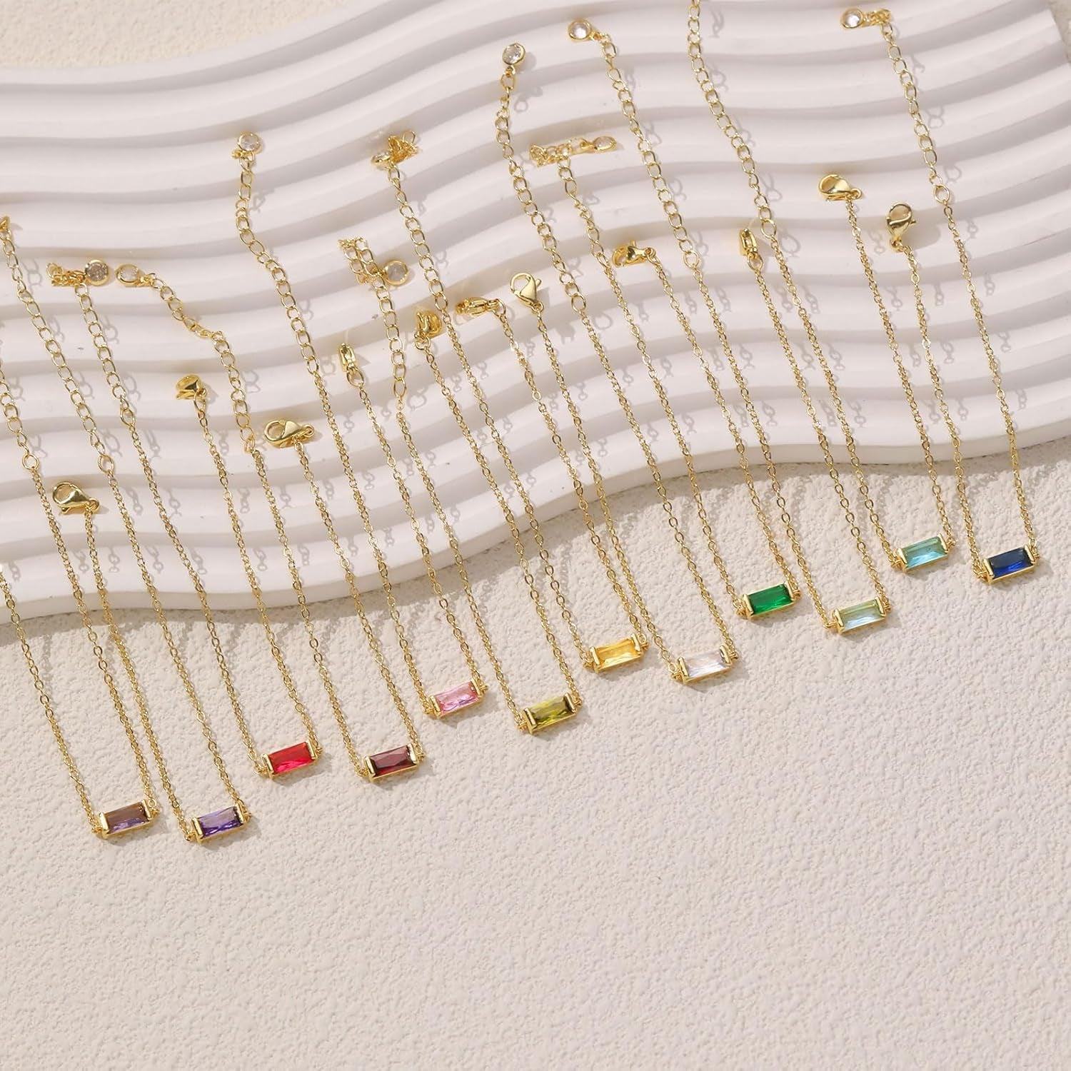Birthstone Gold Bracelets for Women Non Tarnish Trendy Dainty 14K Gold Plated Bracelet Stack Stackable Blue Green May Emerald Friendship Bracelets Jewelry Gifts for Mom Best Friend