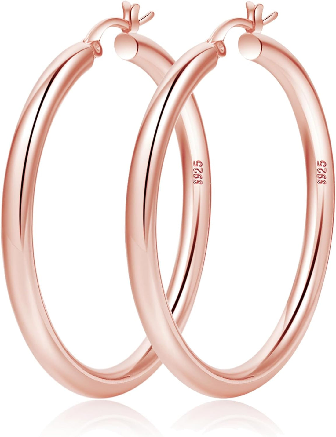 4Mm Thick Gold Chunky Earrings Steling Silver Post Hoops Earrings for Women Hollow Tube Hoops Earrings Thick Gold Hoop Earrings Hypoallergenic Lightweight Gold Hoop Large Earrings 20/30/40/50/60MM