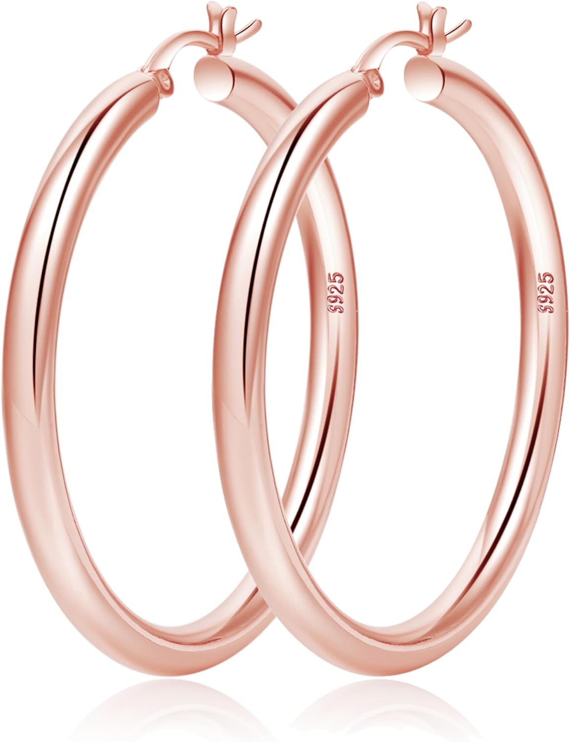 4Mm Thick Gold Chunky Earrings Steling Silver Post Hoops Earrings for Women Hollow Tube Hoops Earrings Thick Gold Hoop Earrings Hypoallergenic Lightweight Gold Hoop Large Earrings 20/30/40/50/60MM