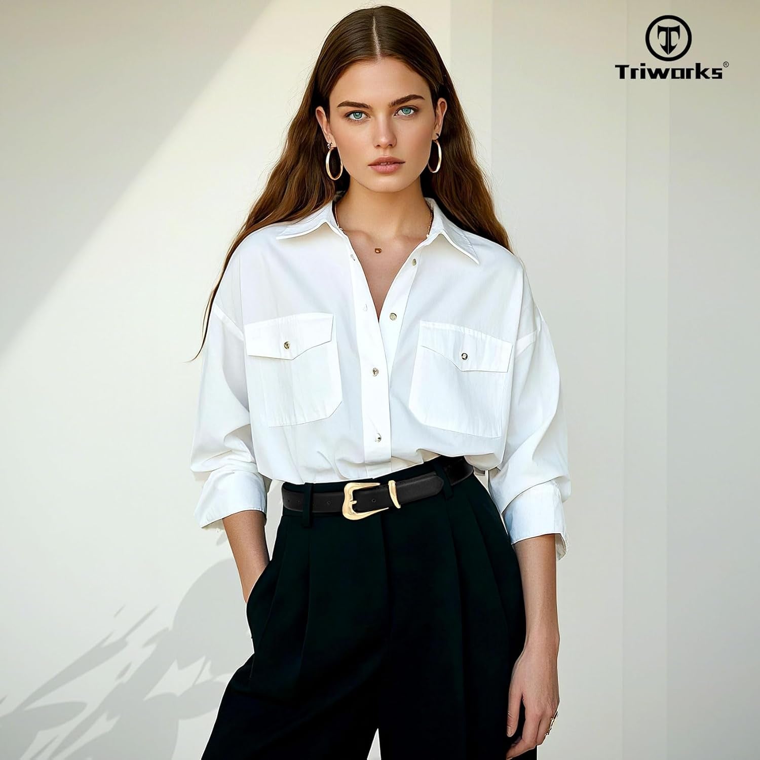 Women Leather Belt with Gold Buckle Fashion Ladies Leather Waist Belt for Jeans Pants