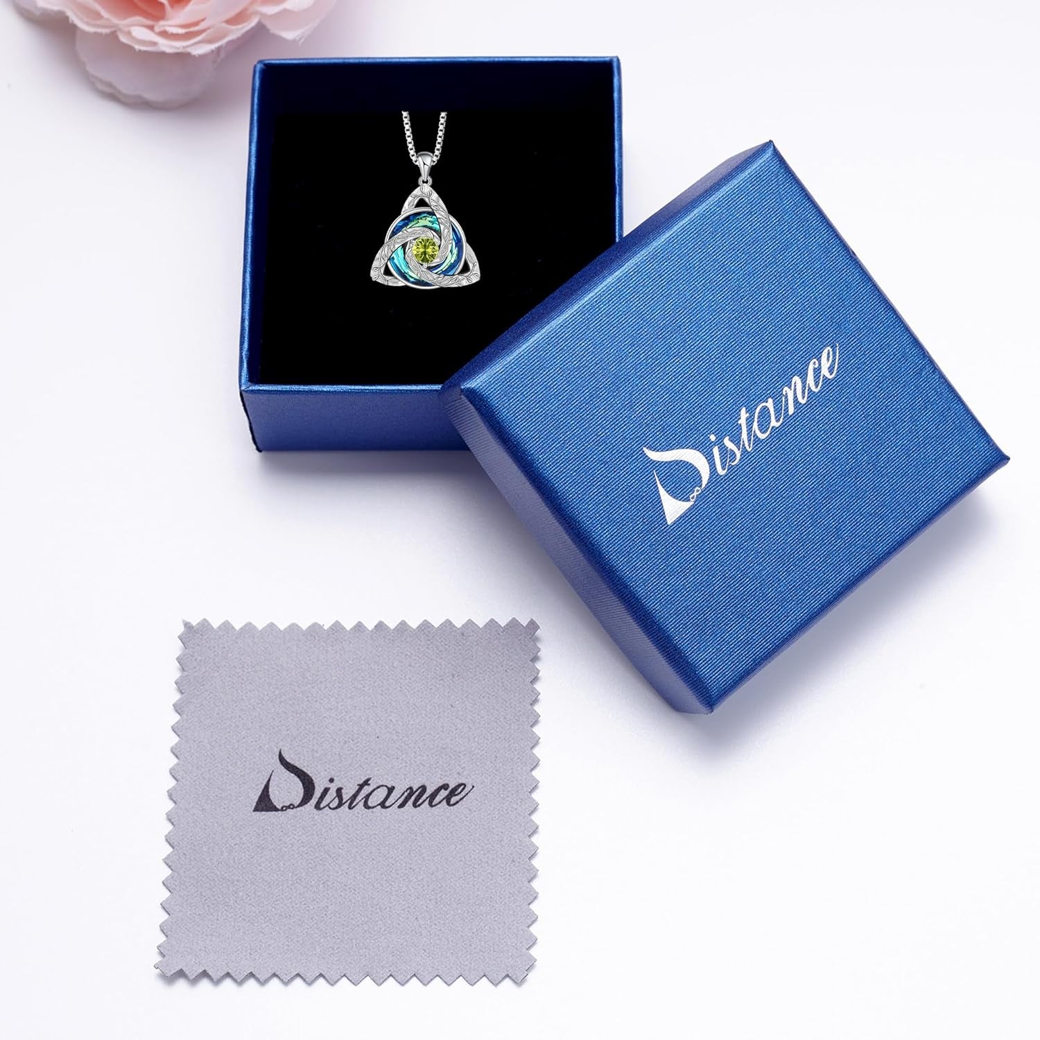 Celtic Birthstone Necklace for Women, S925 Sterling Silver Trinity Knot Triquetra Austria Crystal Pendant, Birthstone Necklace Birthday Anniversary Jewelry Irish Scottish Gifts for Her