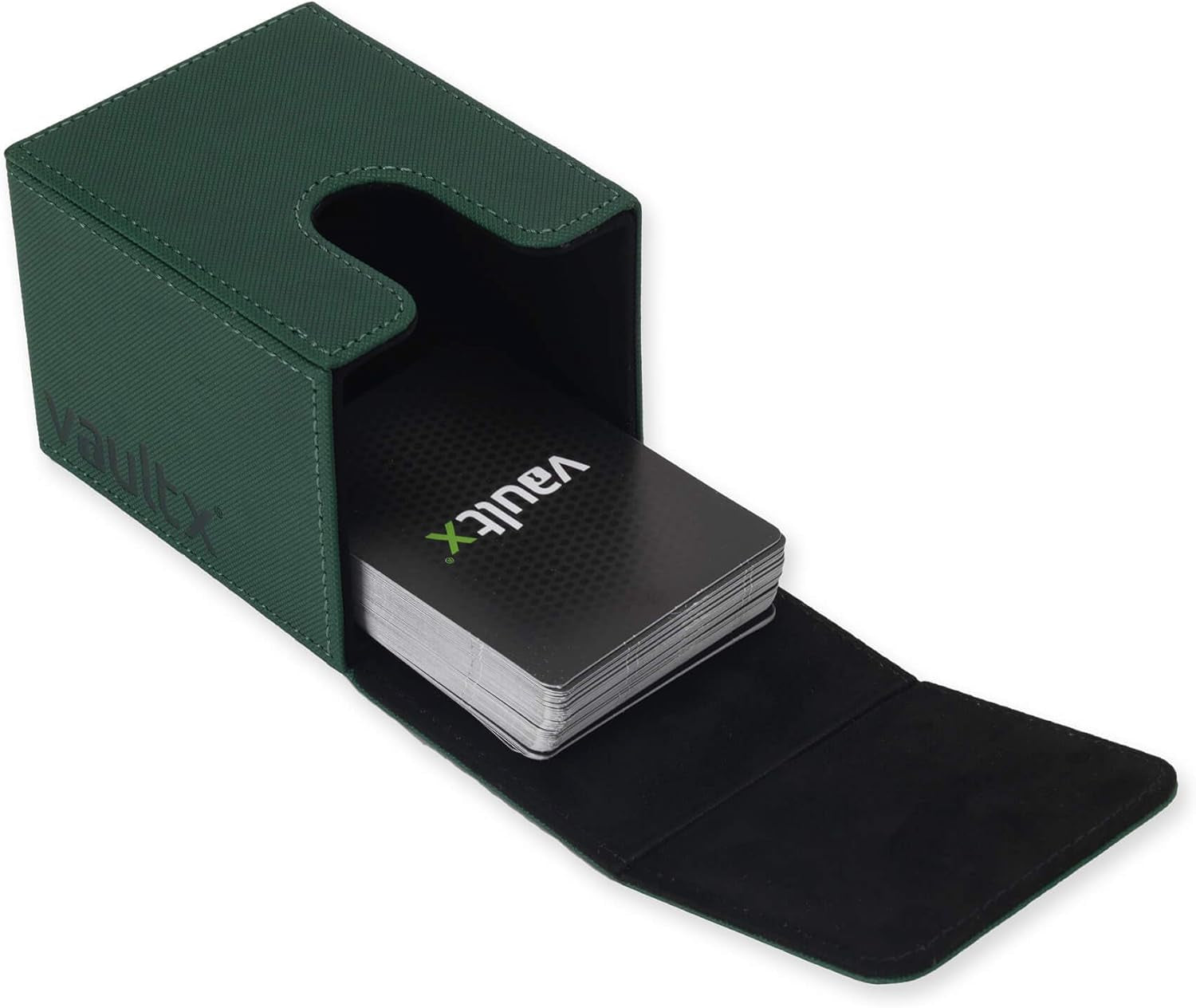 Trading Card Toploading Deck Box, 80+ Sleeved Cards, Premium Exo-Tec Material, Card Holder Storage Box, Detachable Magnetic Lid, for MTG Commander, TCG (Green)