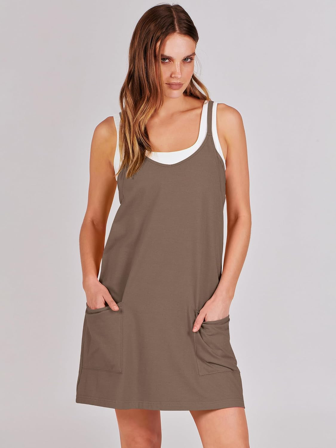 Women Athletic Dress Summer Tennis Workout Active Sports Mini Romper Dress Built in Shorts Travel Vacation Clothes