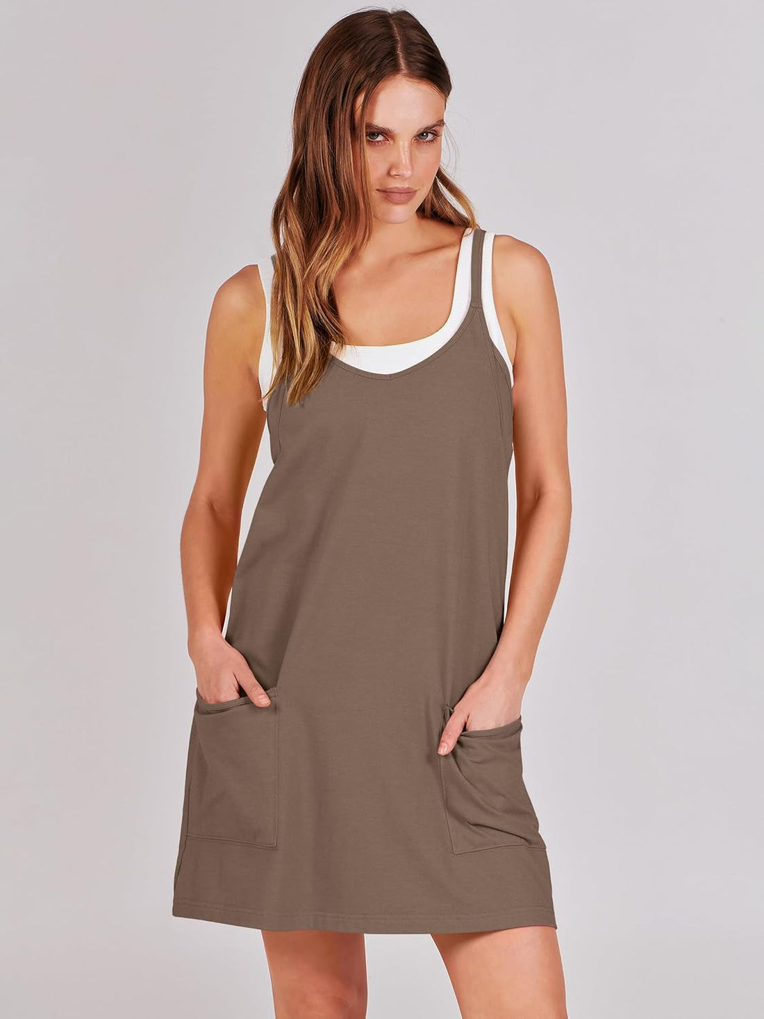 Women Athletic Dress Summer Tennis Workout Active Sports Mini Romper Dress Built in Shorts Travel Vacation Clothes