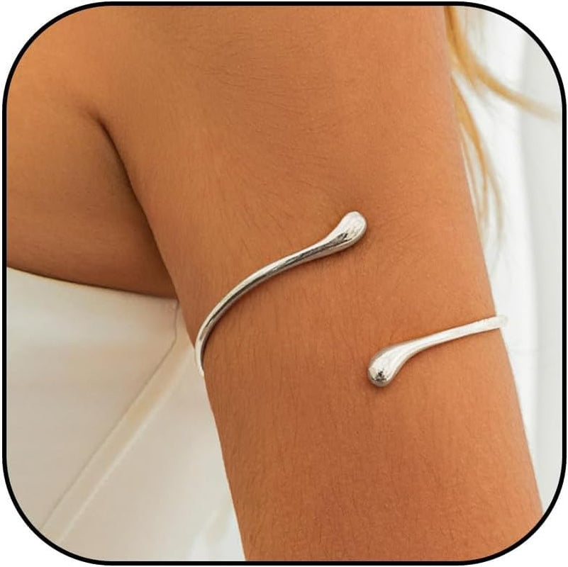Arm Cuff Layered Bracelet Adjustable Upper Arm Cuff Bangle Gold Jewelry Gifts for Women Boho Summer Beach Essentials