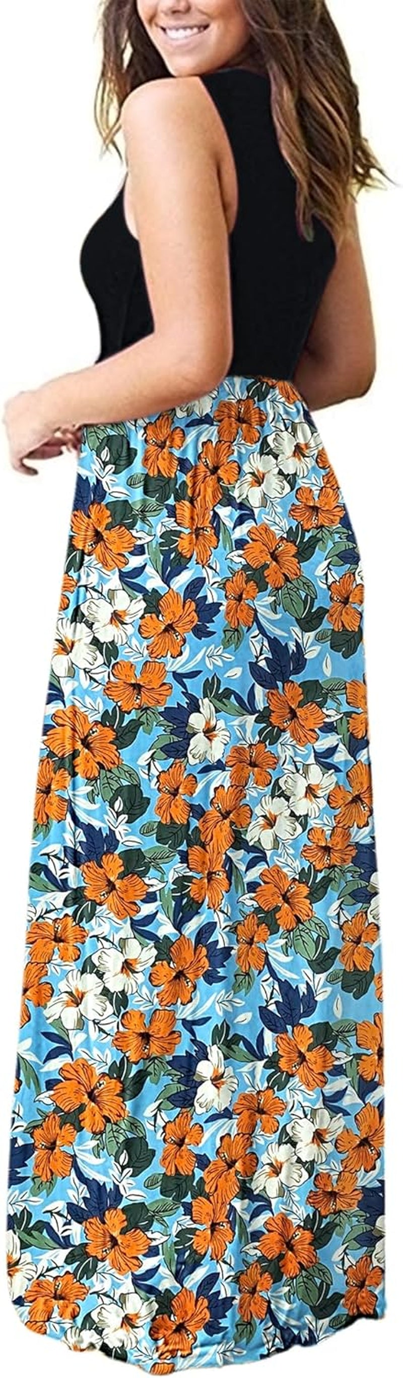 Women'S Summer Sleeveless Loose Maxi Dress Casual Long Dresses with Pockets 2025 New