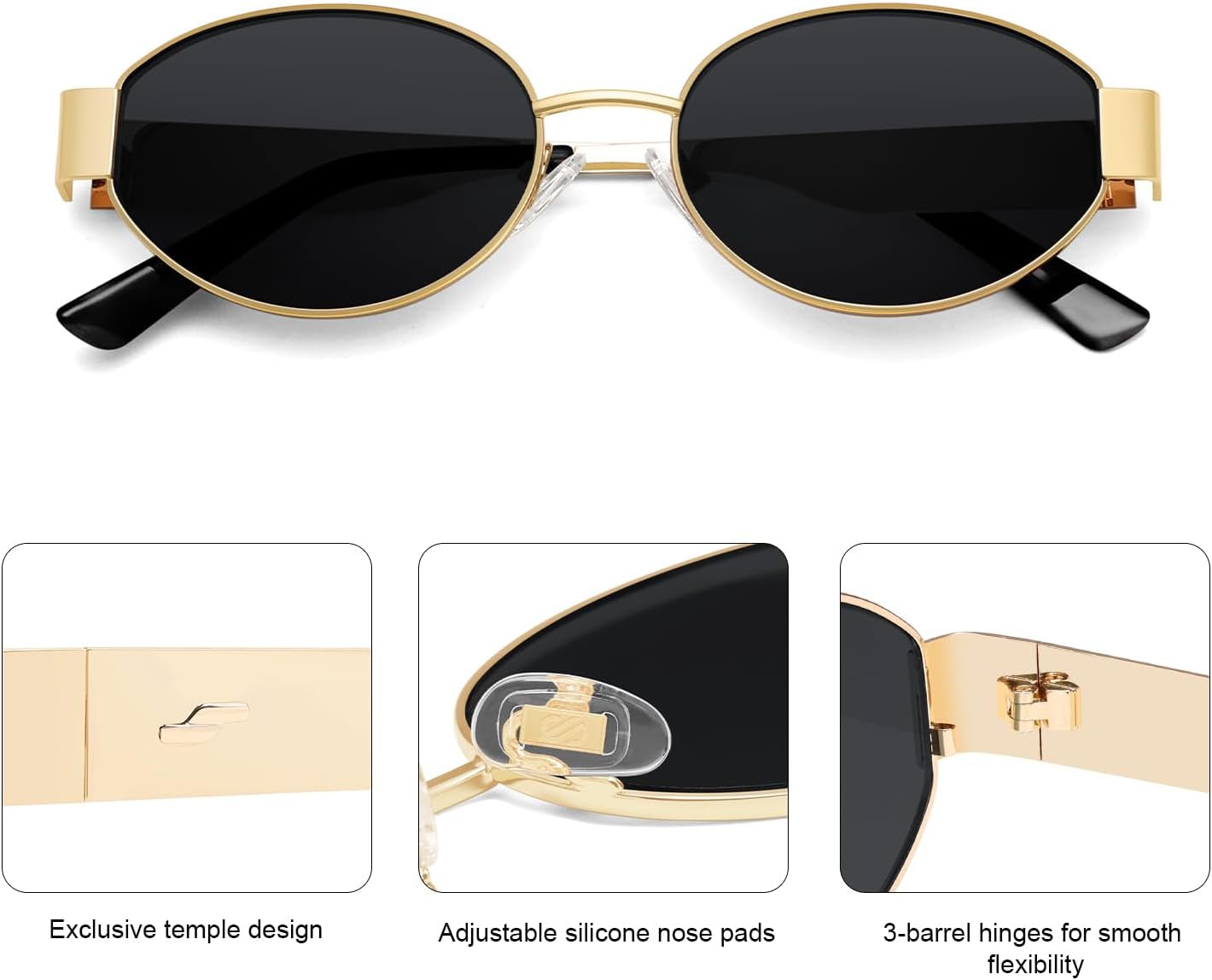 Retro Oval Sunglasses for Women Trendy Classic Shades UV400 Protection SJ1256
