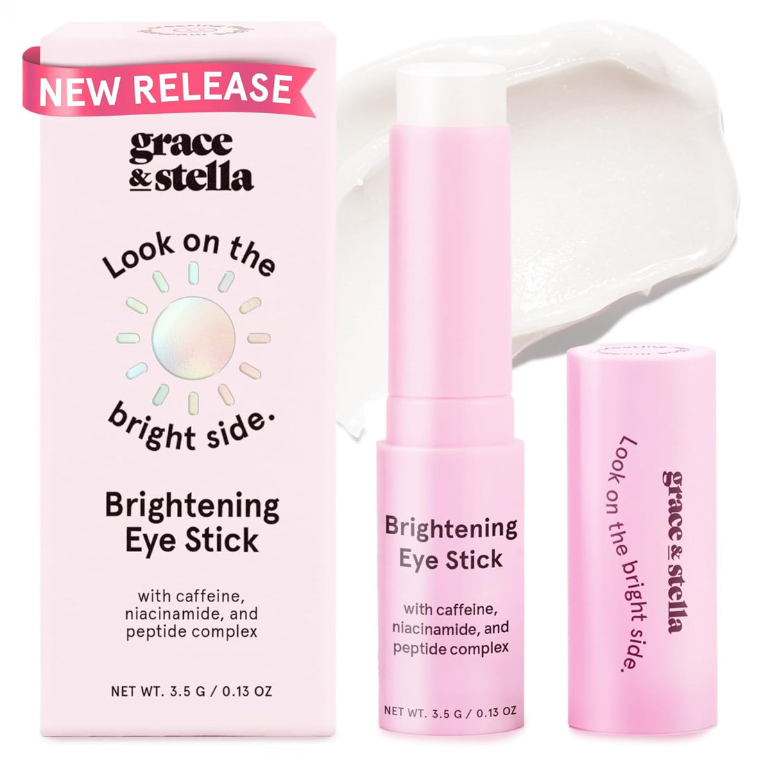 under Eye Brightener Balm Stick - Travel Essentials - Caffeine Eye Cream for Dark Circles, Puffiness, Wrinkles - Vegan Moisturizer Stick with Niacinamide, Hyaluronic Acid (0.13Oz/3.5G)