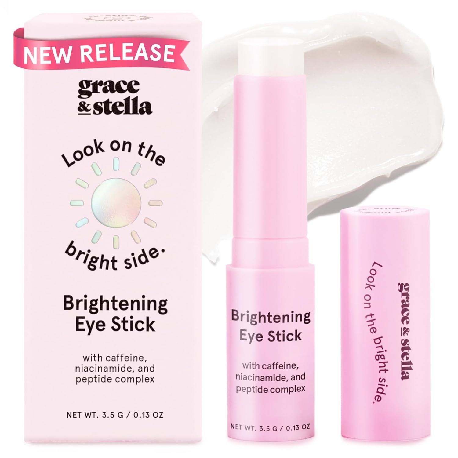 under Eye Brightener Balm Stick - Travel Essentials - Caffeine Eye Cream for Dark Circles, Puffiness, Wrinkles - Vegan Moisturizer Stick with Niacinamide, Hyaluronic Acid (0.13Oz/3.5G)