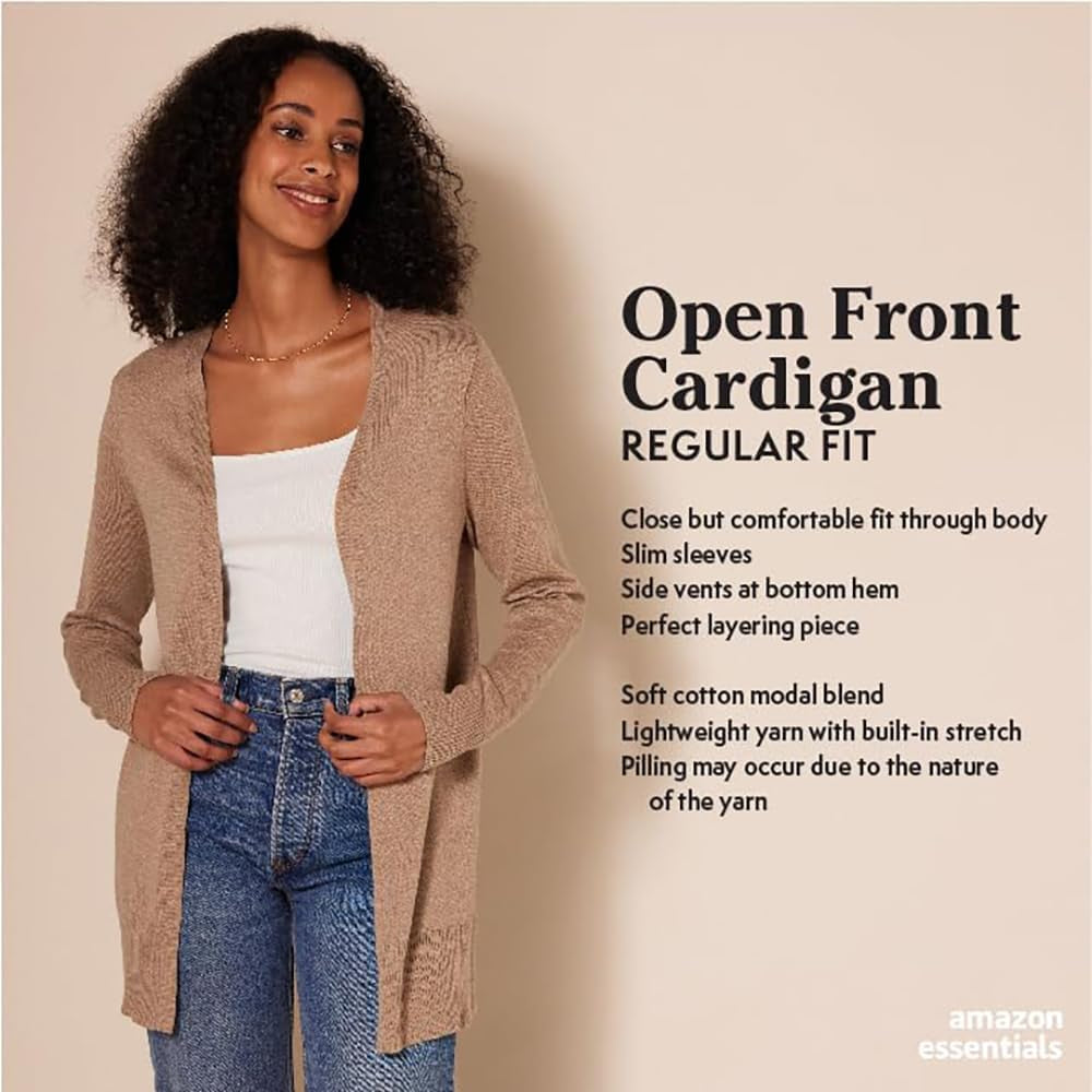 Women'S Lightweight Open-Front Cardigan Sweater (Available in plus Size)