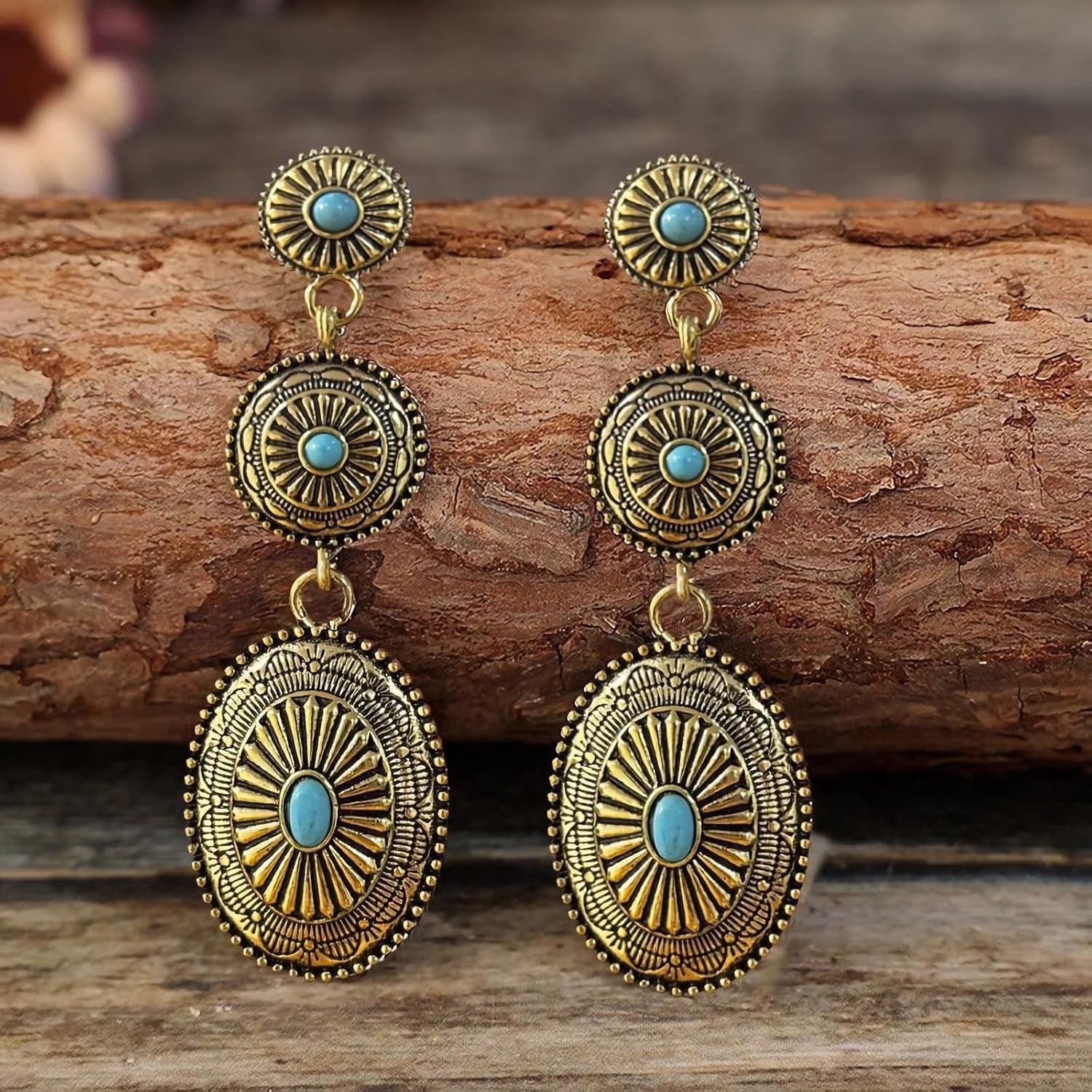 Bohemian Cowgirl Outfits Western Earrings for Women Dangle Turquoise Waterdrop Earrings Country Concert Outfit Accessories Jewelry