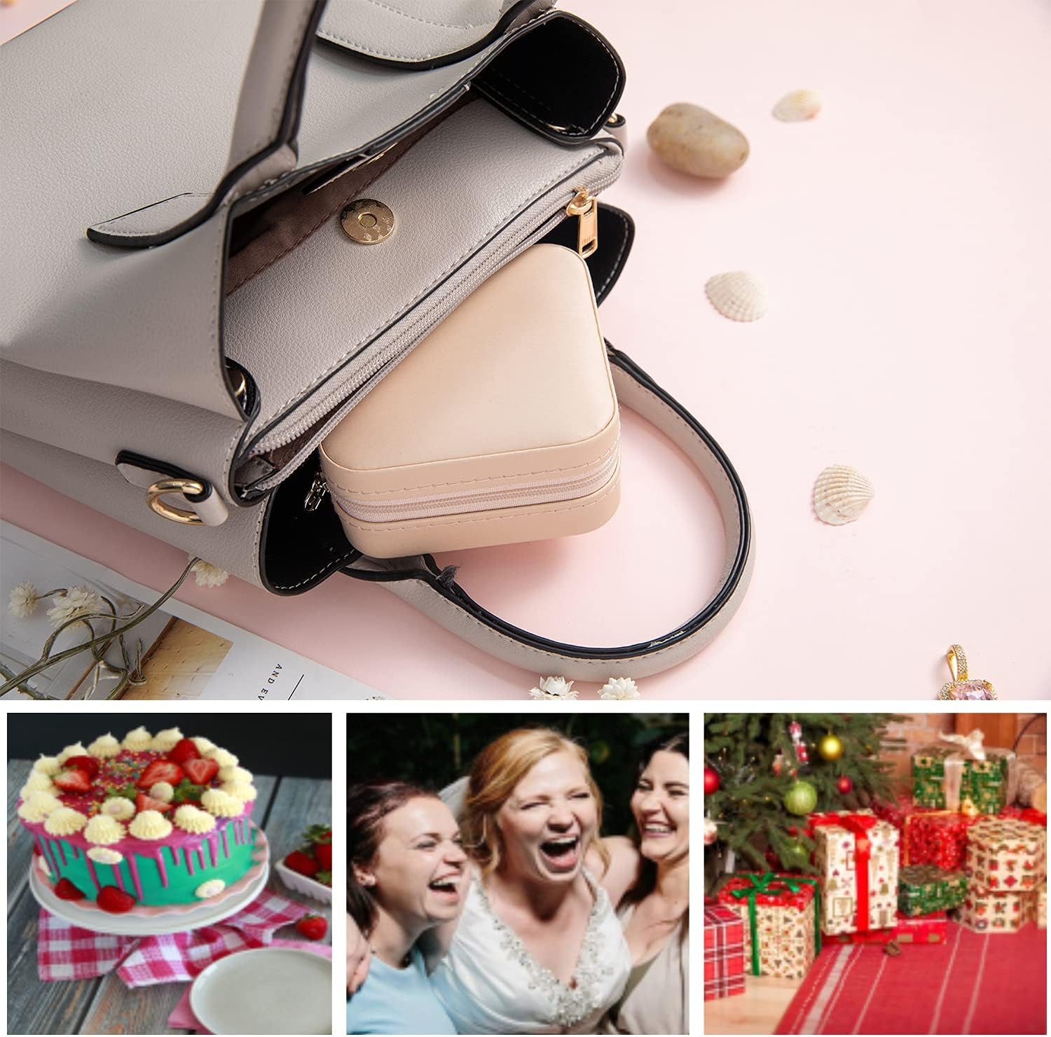 Travel Jewelry Case and Organizer with Mirror - Gift for Women and Girls
