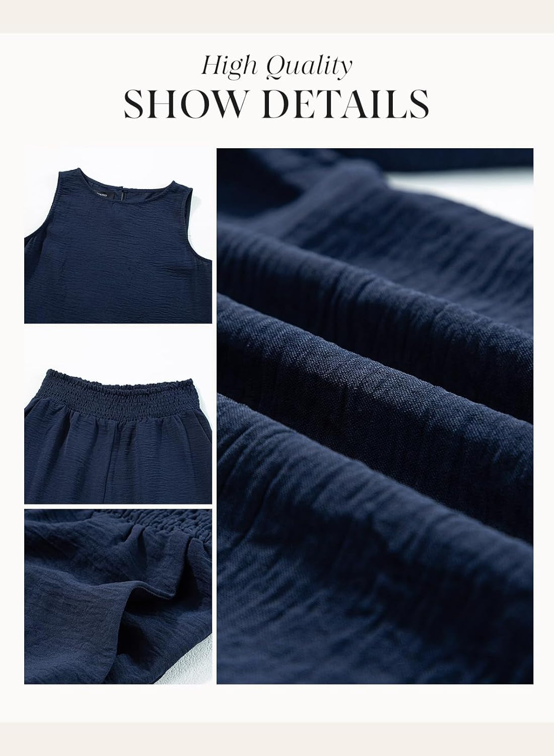 Pants Sets Women 2 Piece Outfits Sleeveless round Neck Tank Tops Matching Sets for Women Elastic Waist Wide Leg
