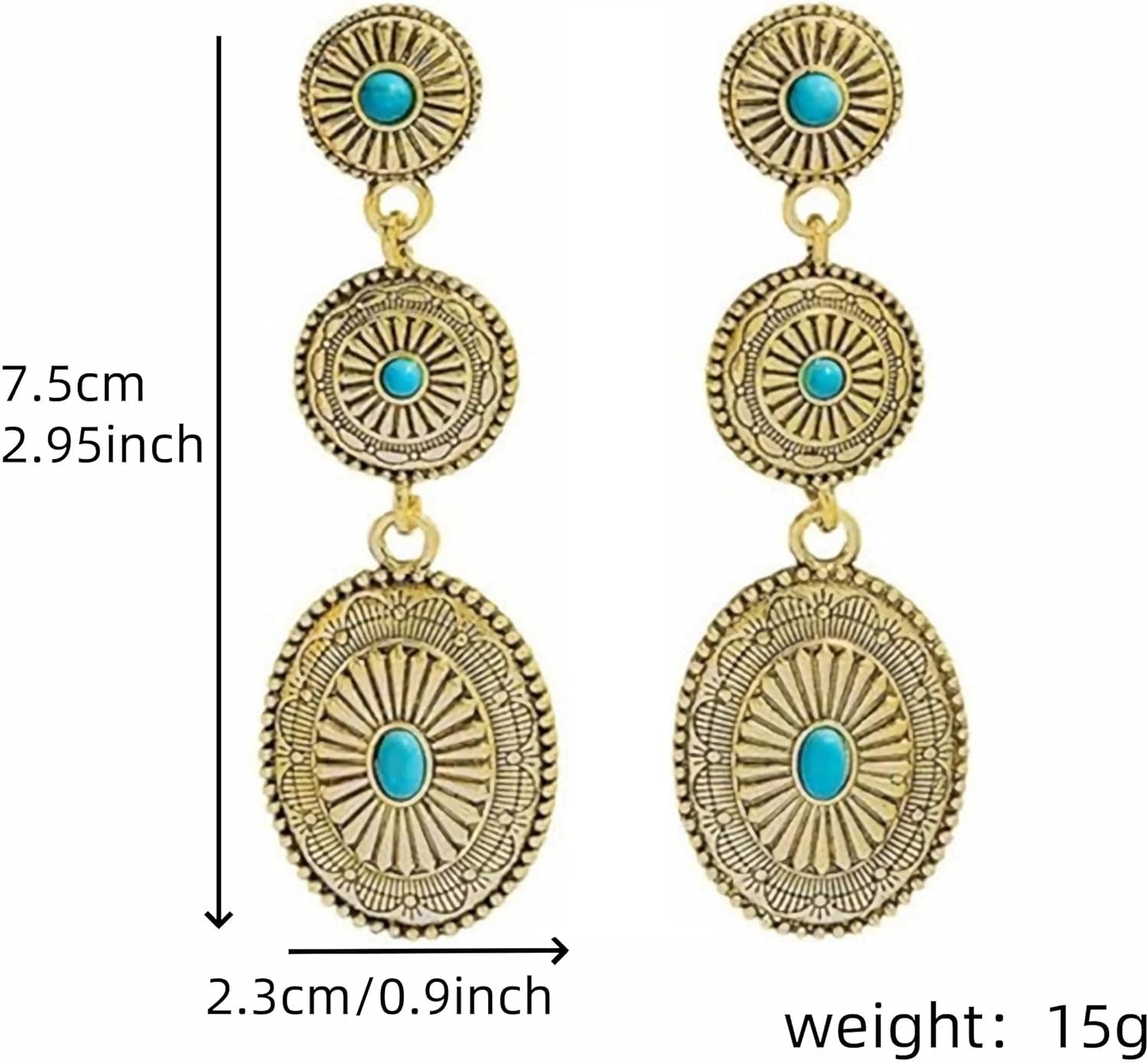 Bohemian Cowgirl Outfits Western Earrings for Women Dangle Turquoise Waterdrop Earrings Country Concert Outfit Accessories Jewelry