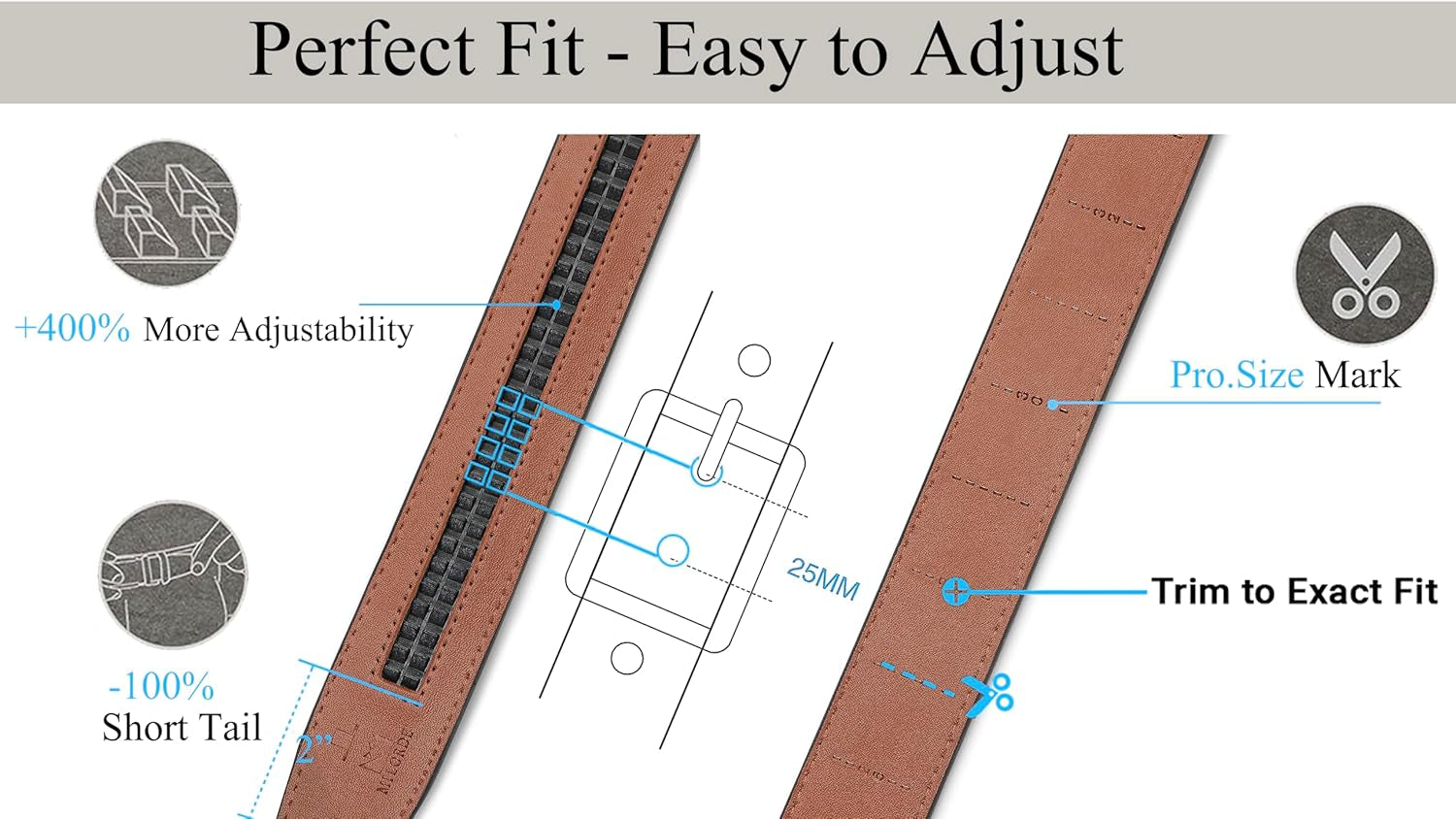 Men'S Ratchet Leather Belt for Casual Golf Dress Pants Shirts, Adjustable Fit, Comfortable and Easy to Use （35Mm）