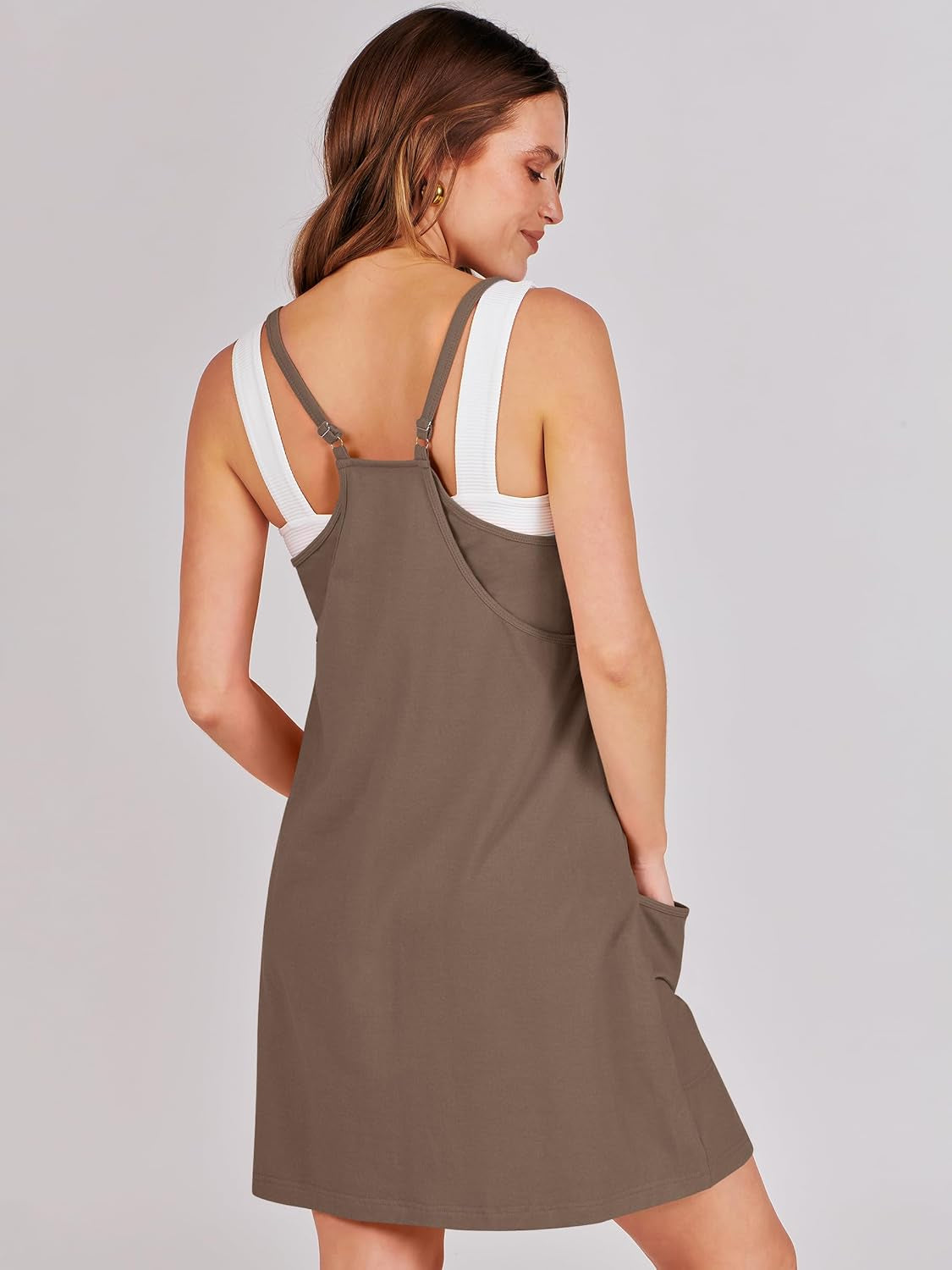Women Athletic Dress Summer Tennis Workout Active Sports Mini Romper Dress Built in Shorts Travel Vacation Clothes