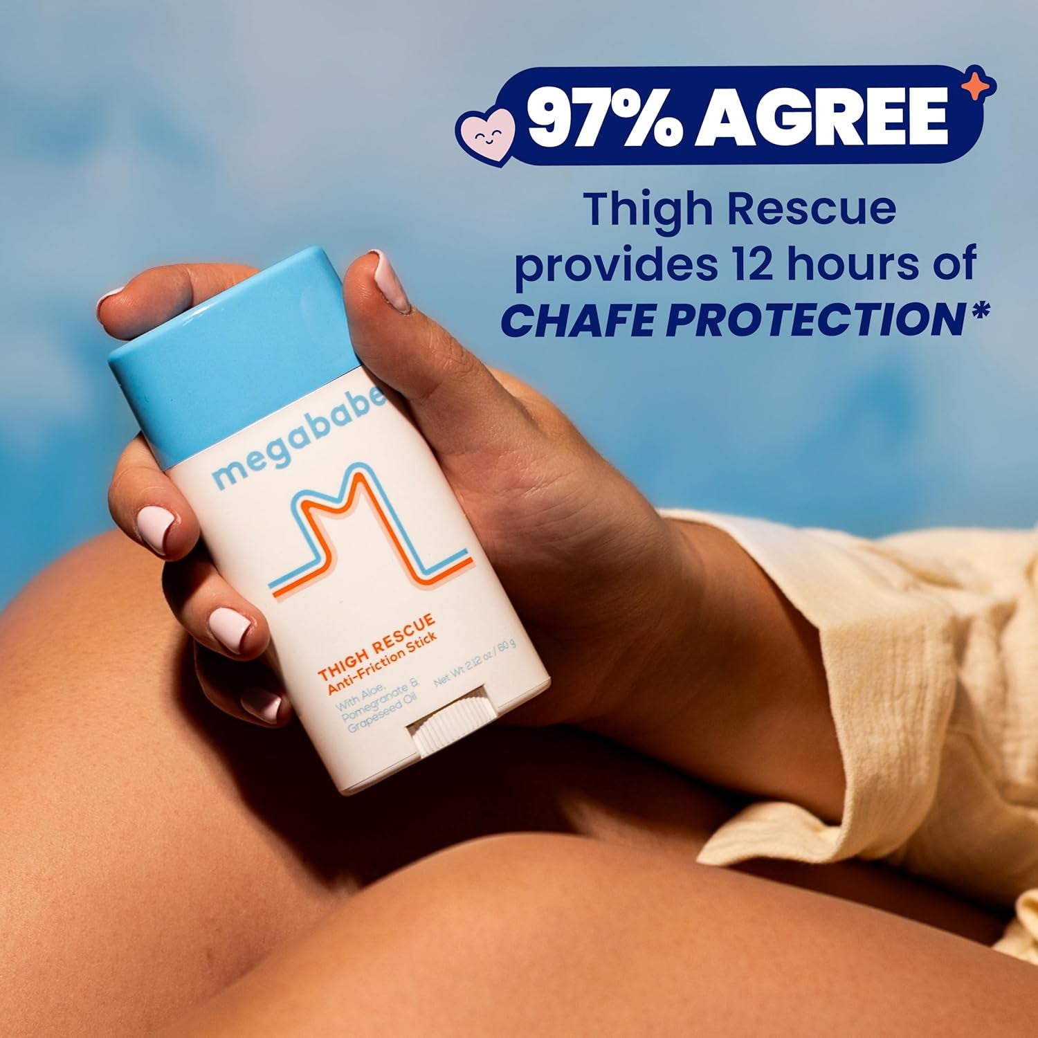 Thigh Rescue Anti-Chafe Stick | Prevents Skin Chafe & Irritation | Thighs, Arms, Bra-Lines & More