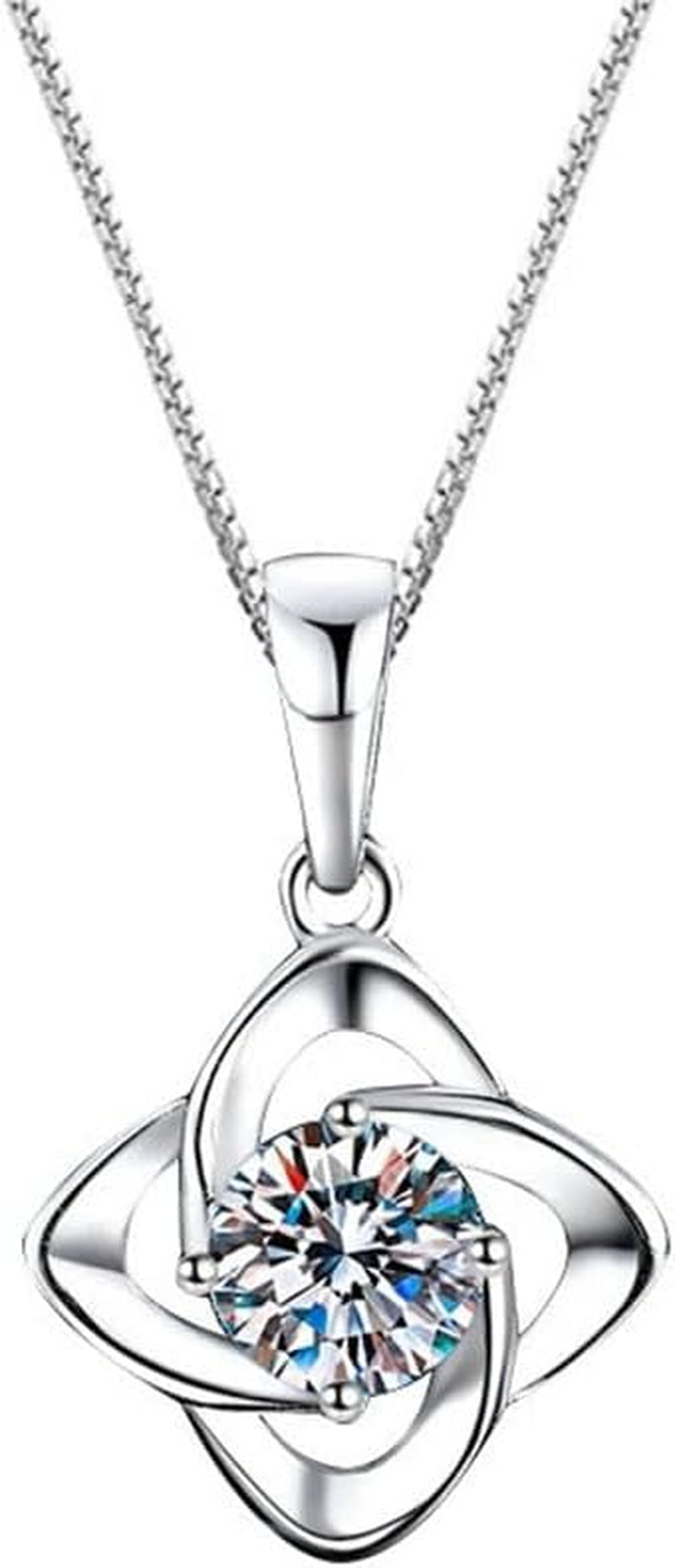 Necklace for Women, Sparkling Gift for Her, Moissanite Pendent for Her, 925 Sterling Silver Necklace for Anniversary Christmas Valentines Mothers Day