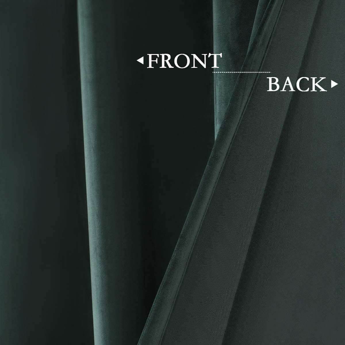 Green Velvet Blackout Curtains - 84 Inch Long Grommet Velvet Window Curtain Panels - Set of 2 Heat Insulated, Thermal Light Blocking Panels for Bedroom