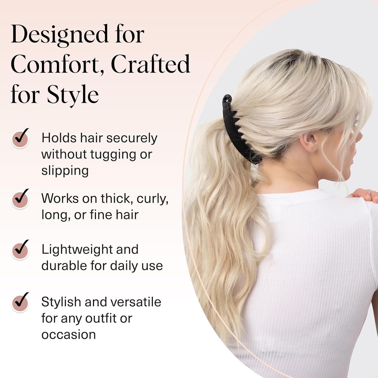 Banana Clip - Secure & Sturdy Grip Banana Clips for Women | No Crease, Durable Hair Accessories for Women | Great for Stylish Ponytails & Updo - Black & Brown, 2 Pcs