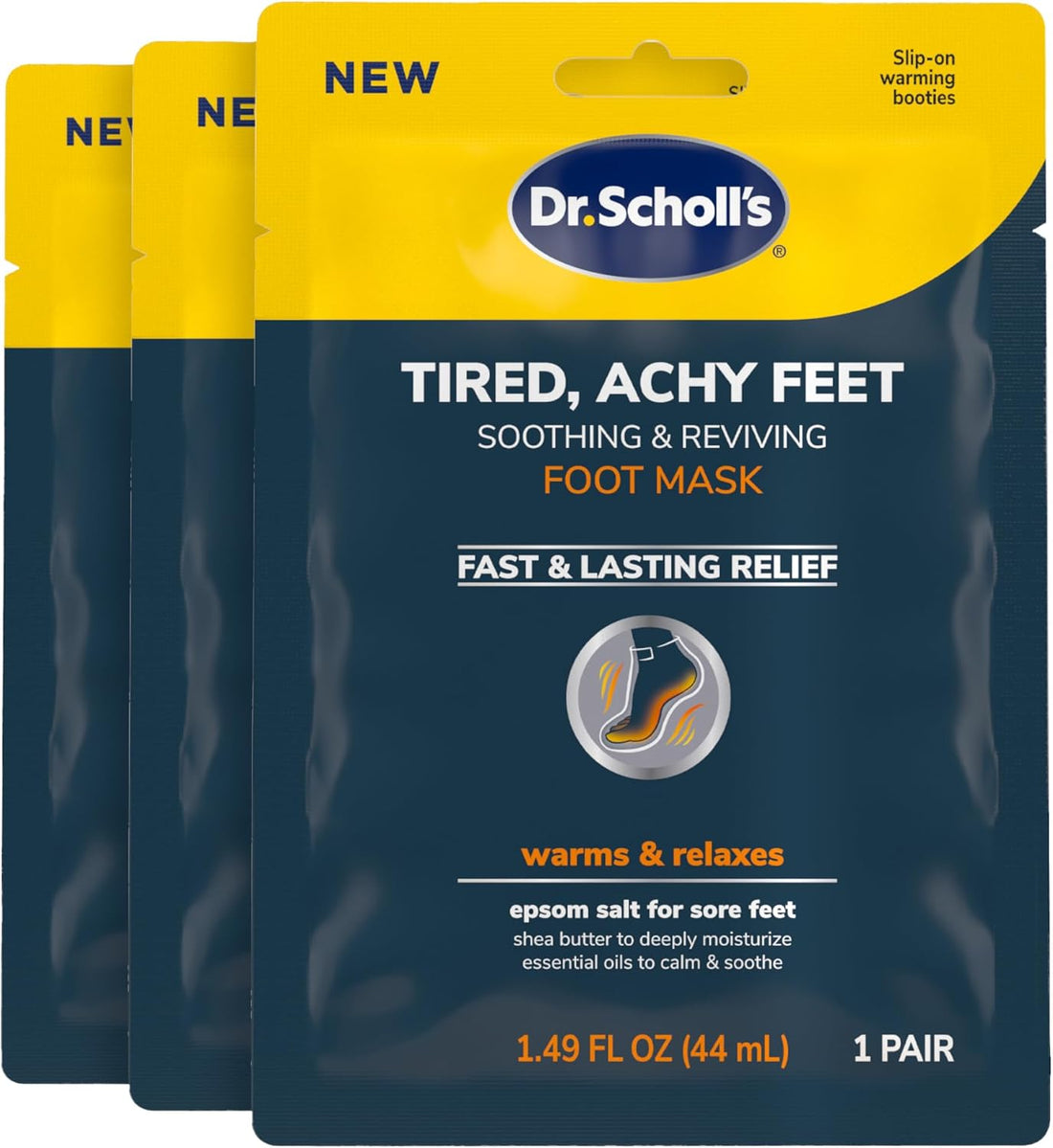 ® Tired, Achy Feet Soothing & Reviving Foot Mask, 3 Pair, Warming Booties