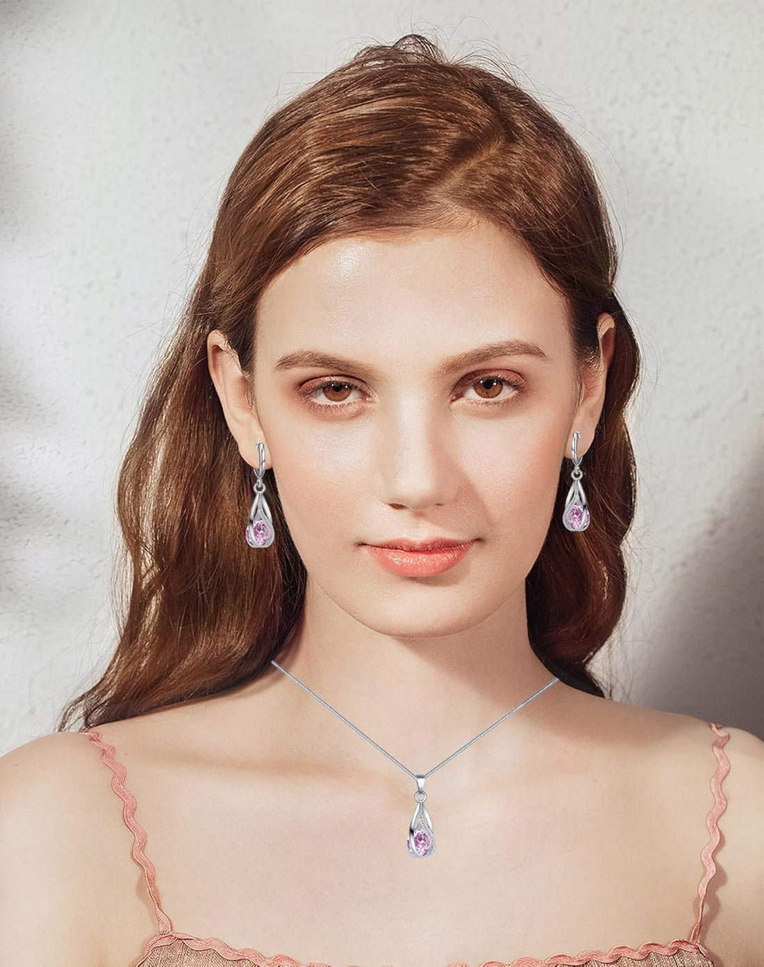 Silver Jewelry Sets for Women Rhinestone Crystal CZ Bridal Bridesmaid Accessories Necklace Earrings Set for Wedding Prom Anniversary Birthday Gifts