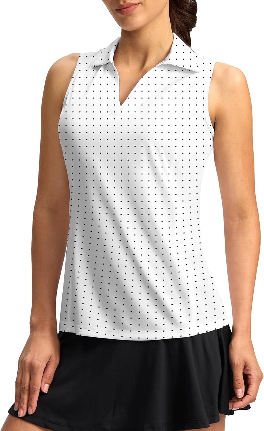 Women'S Golf Shirt Sleeveless Lightweight V Neck Tennis Polo Shirts with Collar Quick Dry Athletic Tops for Women