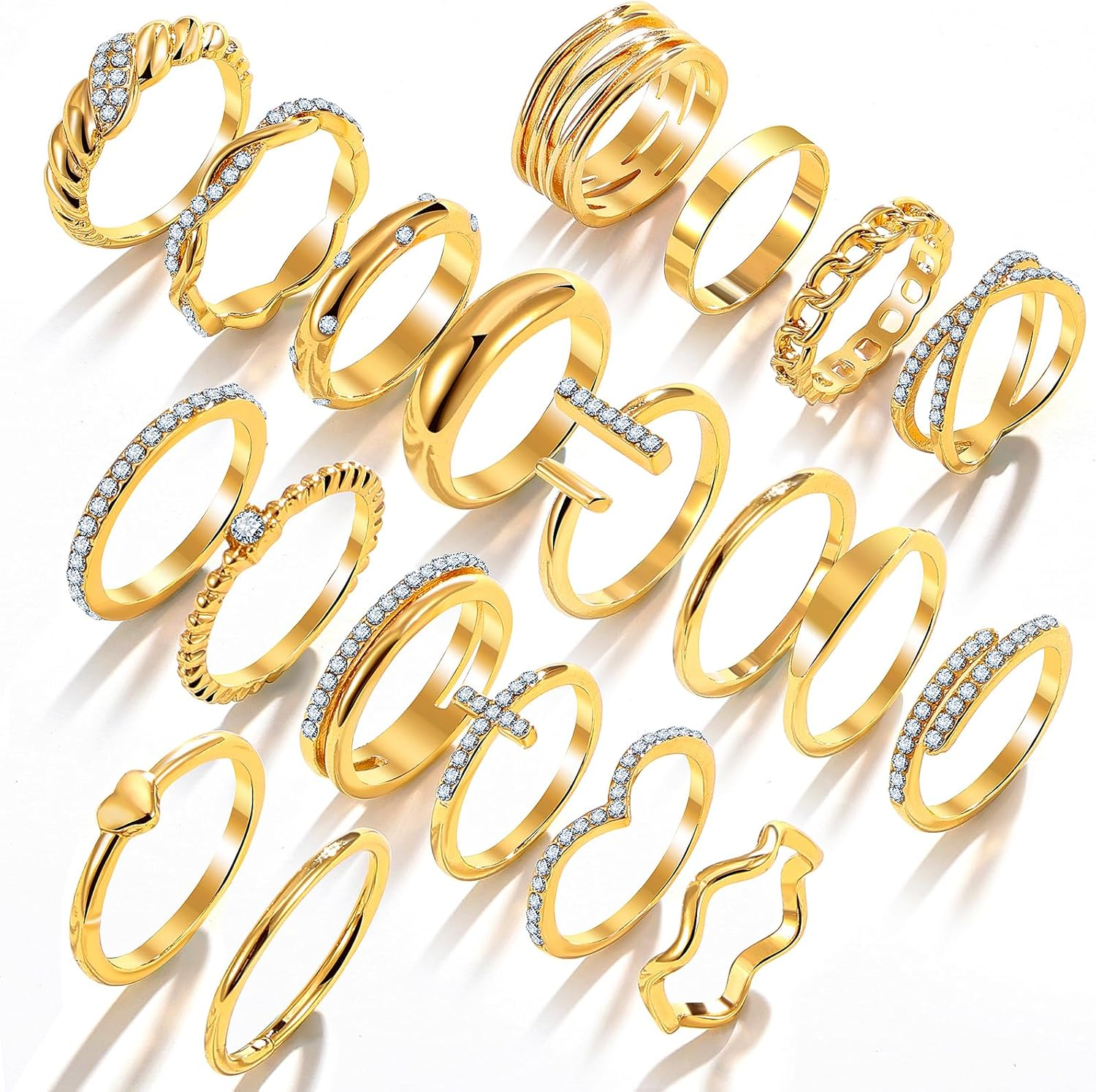 Gold Knuckle Rings Set for Women, Dainty Simple Trendy Cute Stackable Finger Rings Pack, Perfect for Stacking Layering on Thumb and Knuckle, Mixed Size, Jewelry Gift