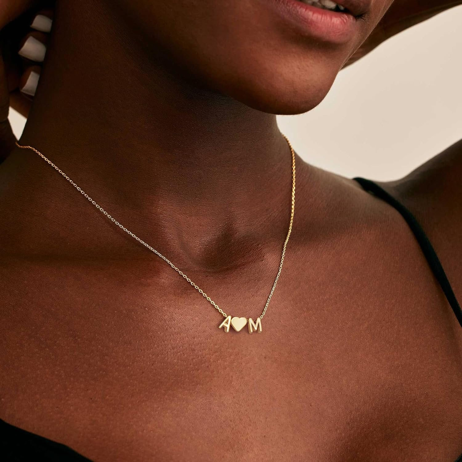 Heart Initial Necklace for Women Teen Girls, 14K Gold Plated Dainty Letter A-Z Initial Necklace with Heart, Personalized Jewelry Birthday Gifts for Women Wife Mom