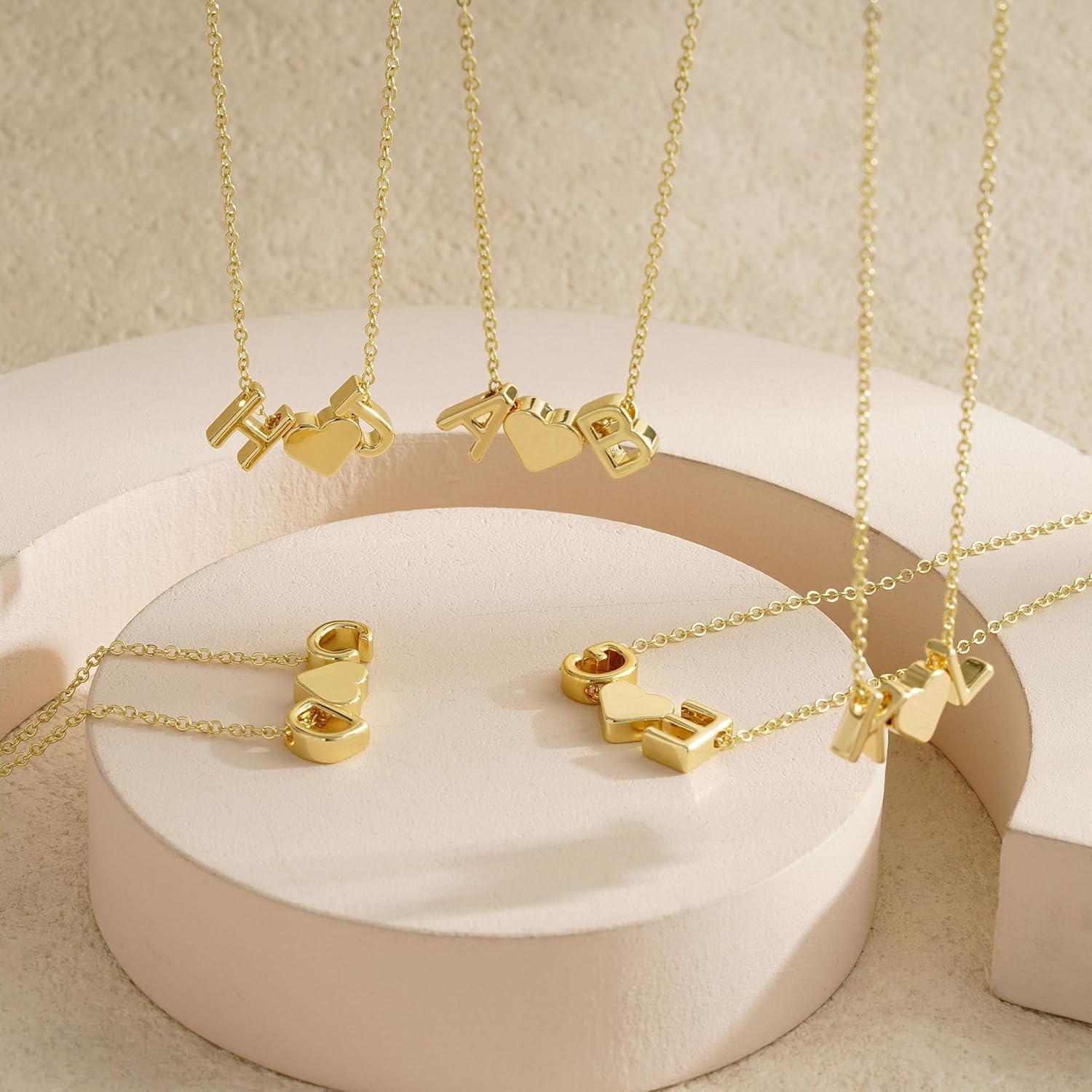 Heart Initial Necklace for Women Teen Girls, 14K Gold Plated Dainty Letter A-Z Initial Necklace with Heart, Personalized Jewelry Birthday Gifts for Women Wife Mom