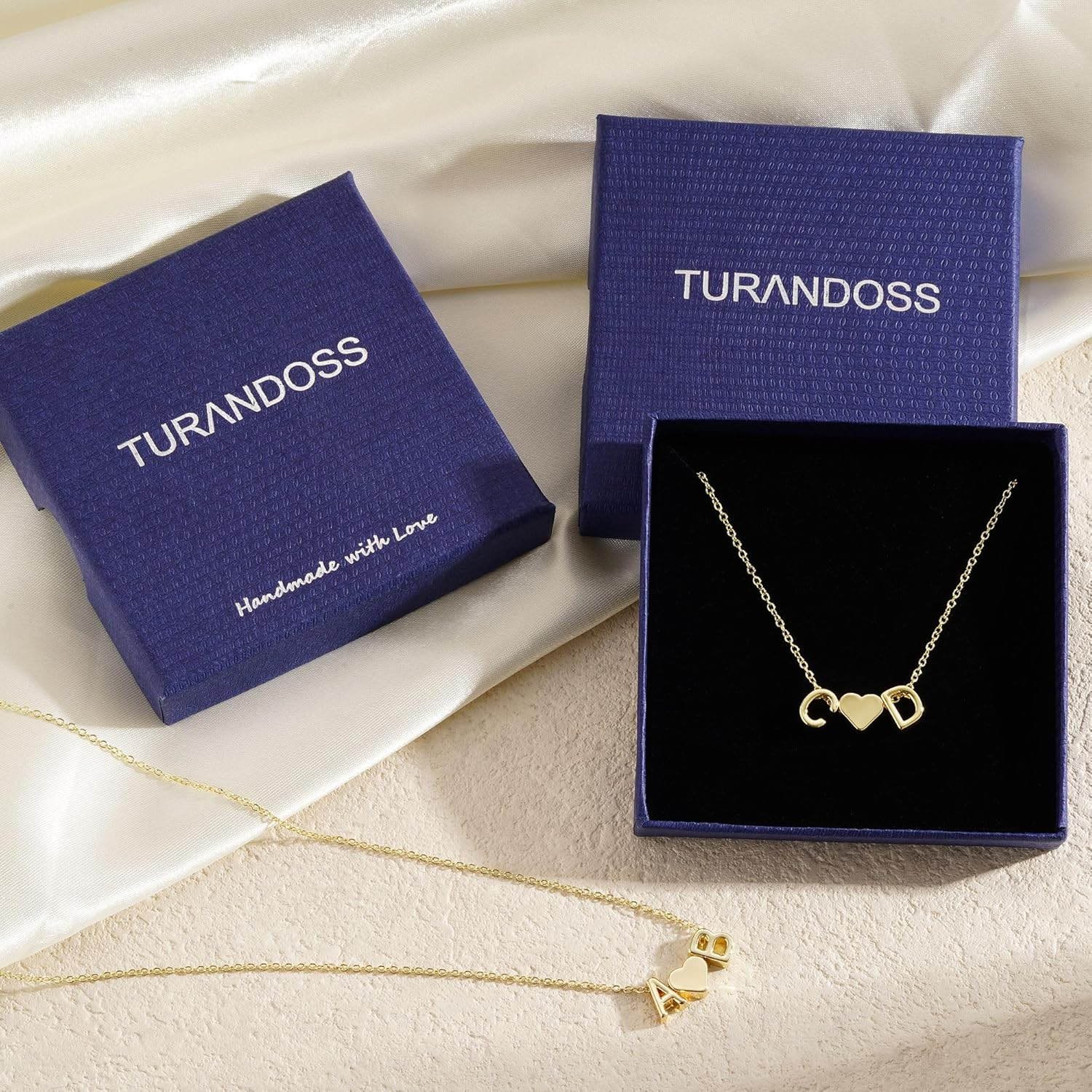 Heart Initial Necklace for Women Teen Girls, 14K Gold Plated Dainty Letter A-Z Initial Necklace with Heart, Personalized Jewelry Birthday Gifts for Women Wife Mom