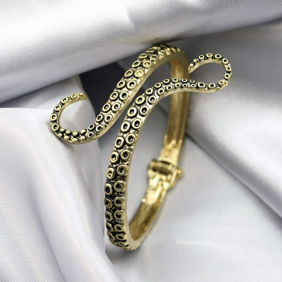 Octopus Tentacle Animal Sea Ocean Hinged Open Bracelet Bangle Arm Cuff Scary Horror Goth