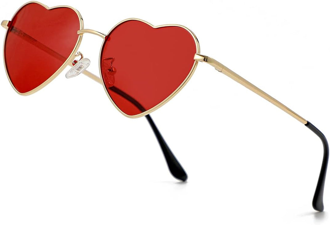 Polarized Heart Sunglasses for Women Fashion Lovely Style Metal Frame UV400 Protection Lens