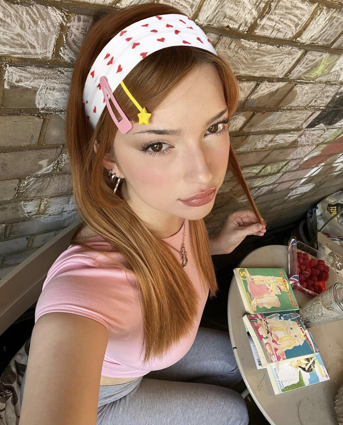 Fashion Women'S Headbands for Short Hair Non Slip Elastic Floral Hairbands, Soft Fabric 2 Inches Thick Stripe Head Bands for Girls, Valentine'S Day Heart Headbands