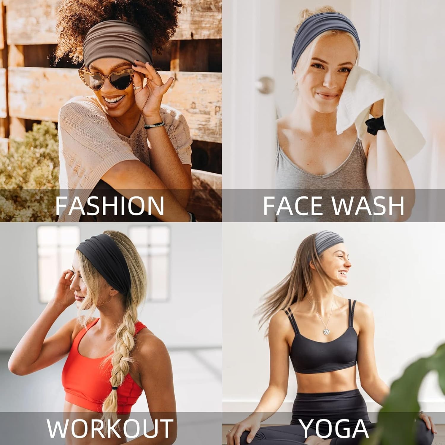 Wide Headbands: Boho Elastic Non-Slip Thick Stretchy Headbands for Women'S Workout, Running, and Active Wear