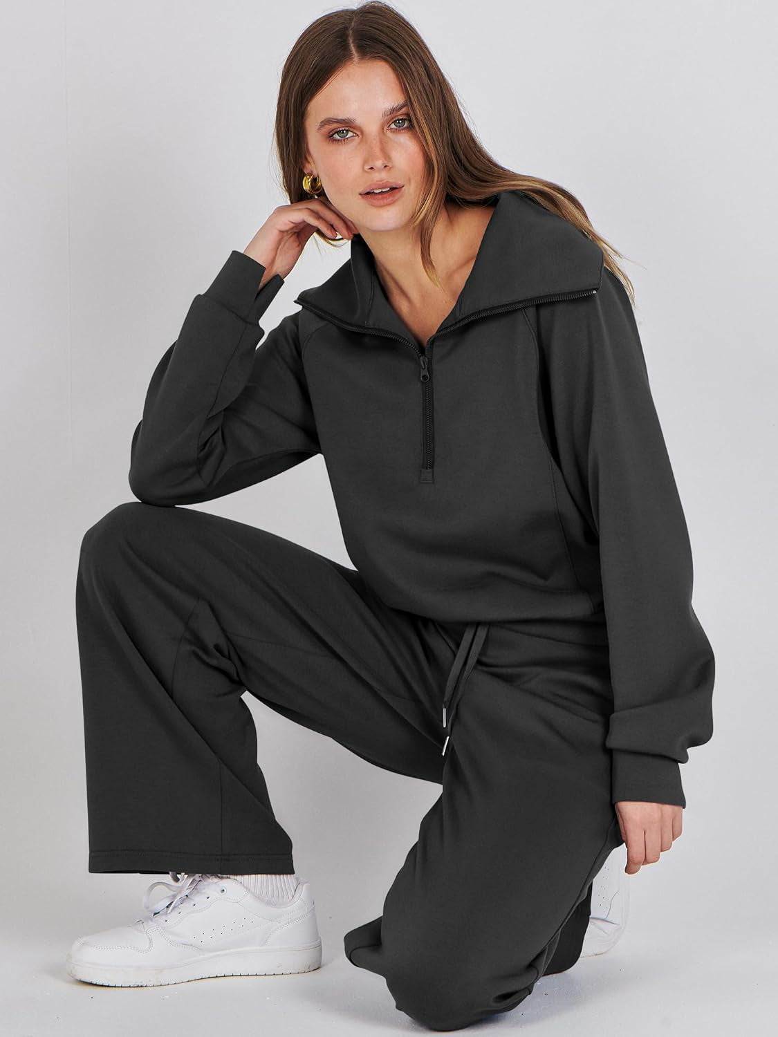 Women 2 Piece Outfits Sweatsuit Oversized Sweatshirt Sweatpants Tracksuit Sweat Lounge Matching Set 2025 Fall Trendy