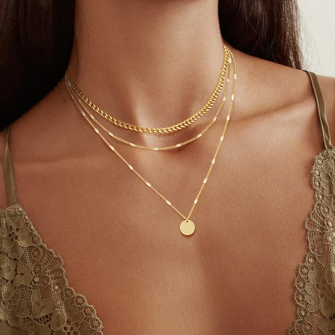 14K Gold Plated Layering Necklaces for Women Gold Necklace Set, Cuban Link, Snake Chain, Paperclip Layered Chains, Twisted Rope and Twisted Chain, Trendy Layering Necklace