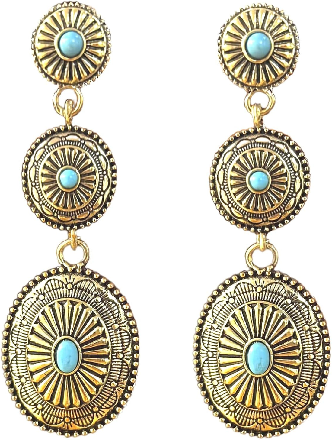 Bohemian Cowgirl Outfits Western Earrings for Women Dangle Turquoise Waterdrop Earrings Country Concert Outfit Accessories Jewelry