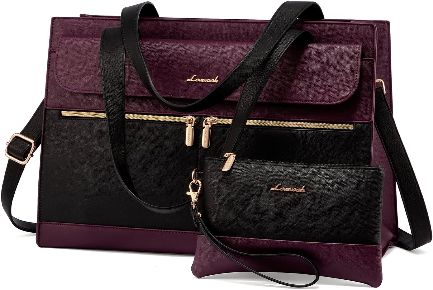 Laptop Bag for Women 15.6 Inch Tote Work Professional Leather Computer Briefcase Waterproof Handbag Shoulder Large Capacity Business Teacher Office Crossbody Purse