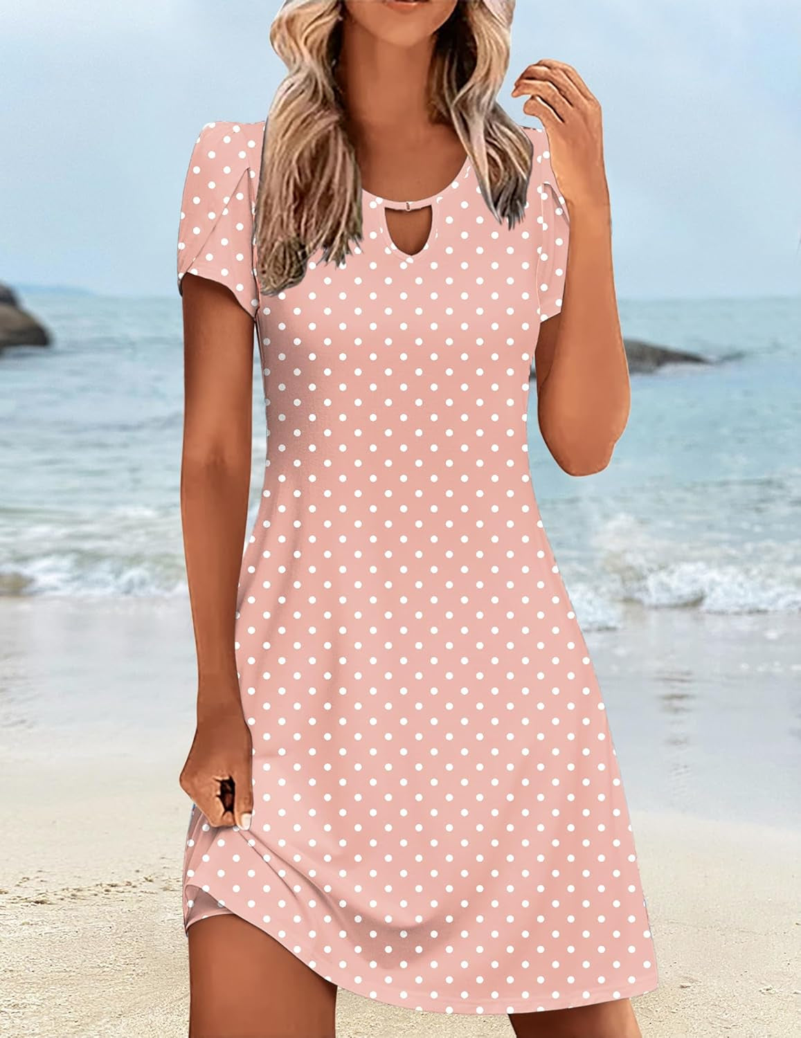Women'S Casual A-Line Dresses with Pockets Summer Floral Tshirt Dress Short Sleeve Mini Dress Flowy Sundresses