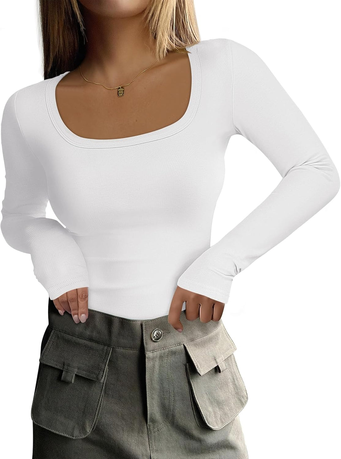 Long Sleeve Thermal Shirt for Women Casual Square Neck Fleece Tops Basic Slim Fit Underwear 2025 Winter Clothing