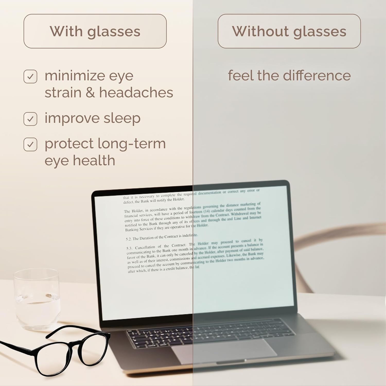 Iconic Blue Light Glasses for Woman - Computer Glasses up to 99% Blue Light Blocking - anti Eyestrain & UV Glare