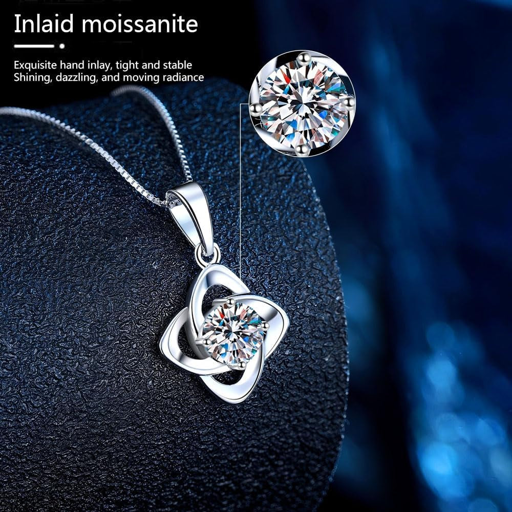 Necklace for Women, Sparkling Gift for Her, Moissanite Pendent for Her, 925 Sterling Silver Necklace for Anniversary Christmas Valentines Mothers Day