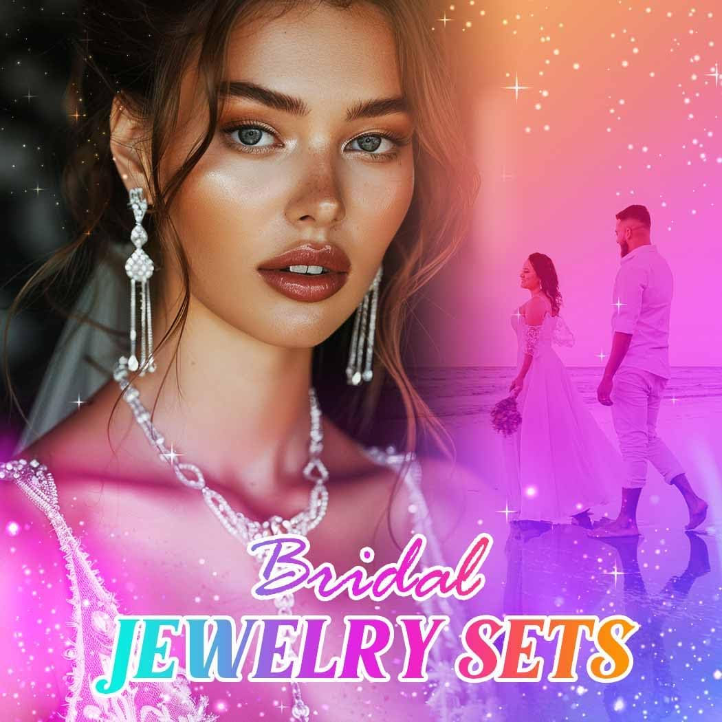 Bride Crystal Necklace Earrings Set Bridal Wedding Jewelry Sets Rhinestone Choker Necklace Prom Costume Jewelry Set for Women and Brides