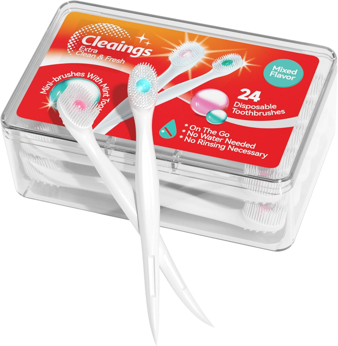 ® Mini Brushes-Disposable Toothbrushes with Toothpaste and Pick for Work or Travel, 24 Count (Mint Flavor（Pack of 1）)