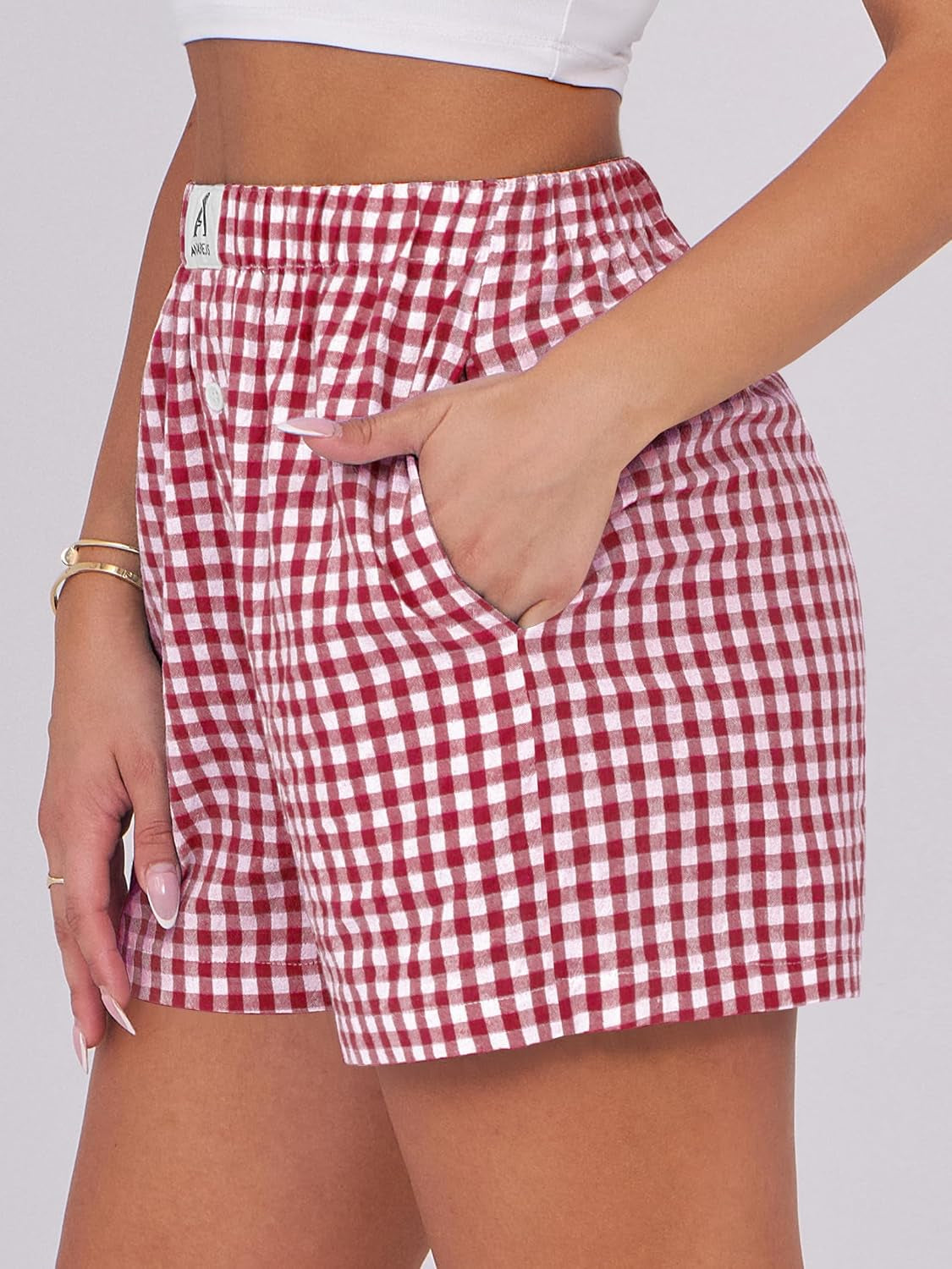 Boxer Shorts for Women Gingham Pajama 2025 Summer Casual Lounge Sleep Plaid Shorts Y2K Beach Bottoms