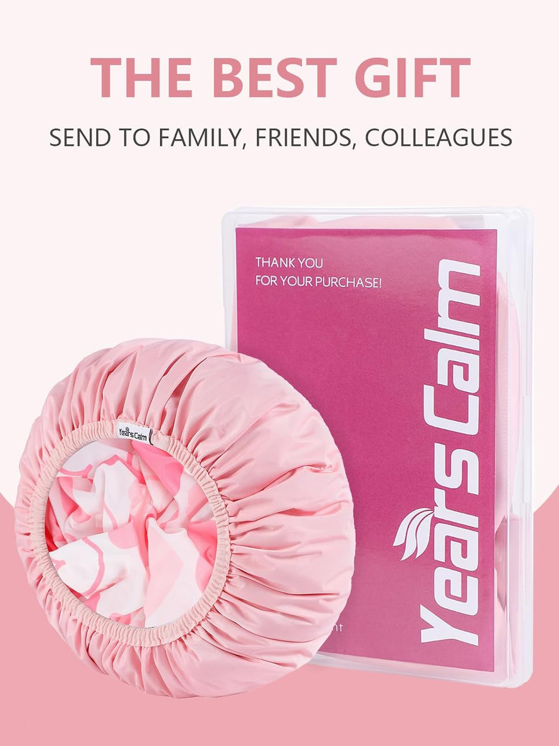 Shower Caps for Women Reusable Waterproof，Pattern and Solid Color Dual-Layer Design for Dual-Layer Usable，Protects Hair in Shower, Spa, Cooking, Clean & Travel (Pink, One Size)