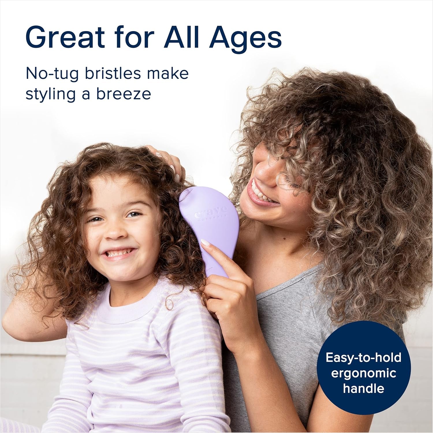 Glide Thru Hair Brush - Detangler Brush for Curly, Straight, Wet or Dry Hair - Gentle Detangling Brushes for Adults, Kids, Toddlers - Hair Accessories for Women, 7.5X3" - Purple