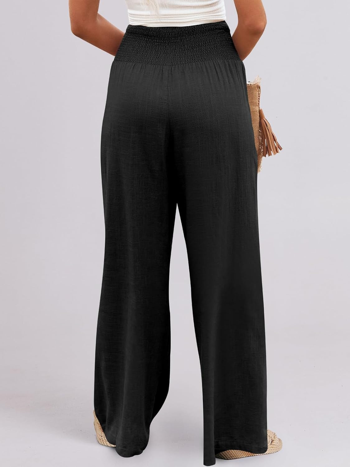 Women Linen Palazzo Pants Summer Boho Wide Leg High Waist Casual Lounge Pant 2025 Beach Travel Vacation Outfits